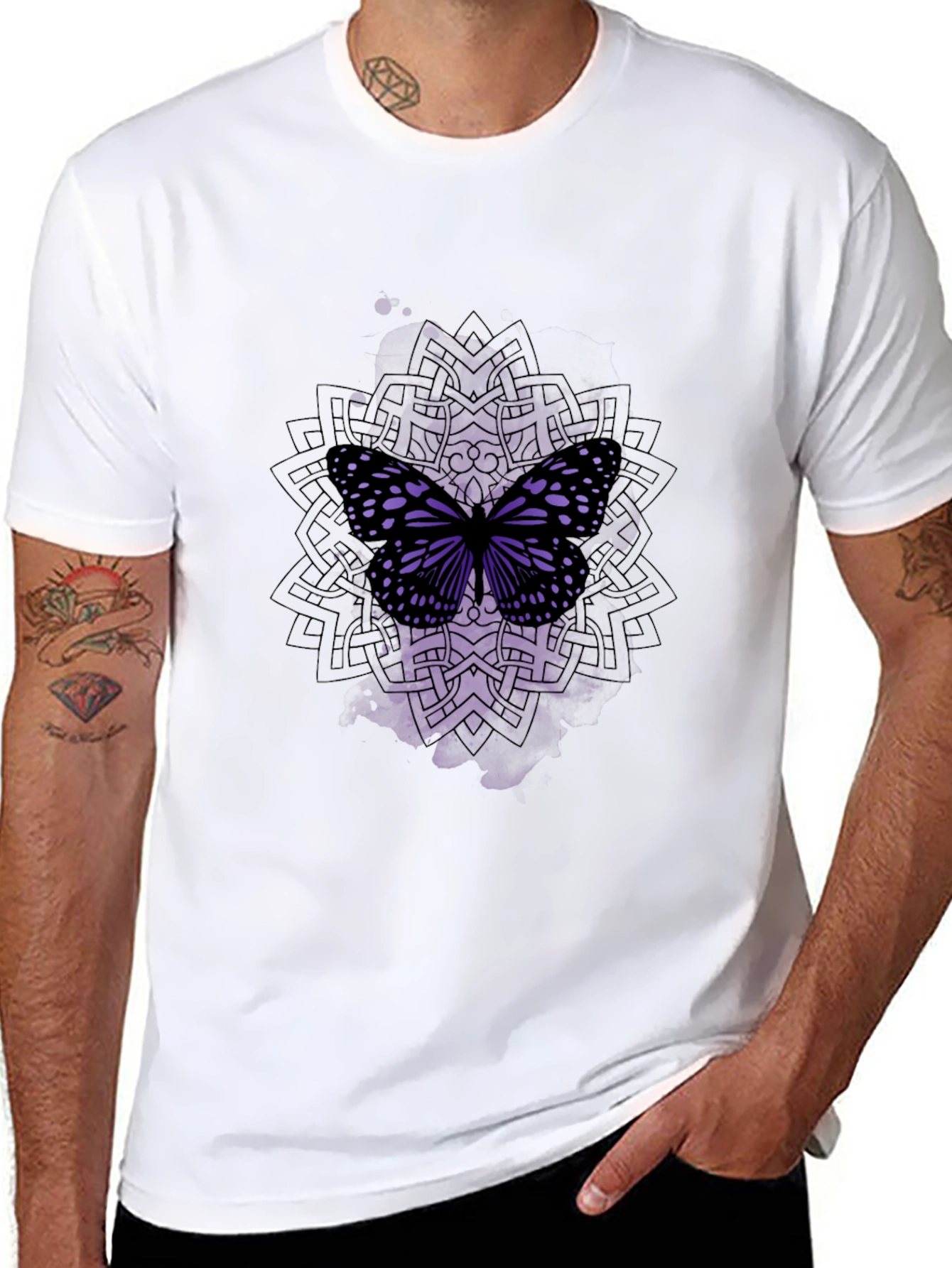 Butterfly Mandala Black T-Shirt