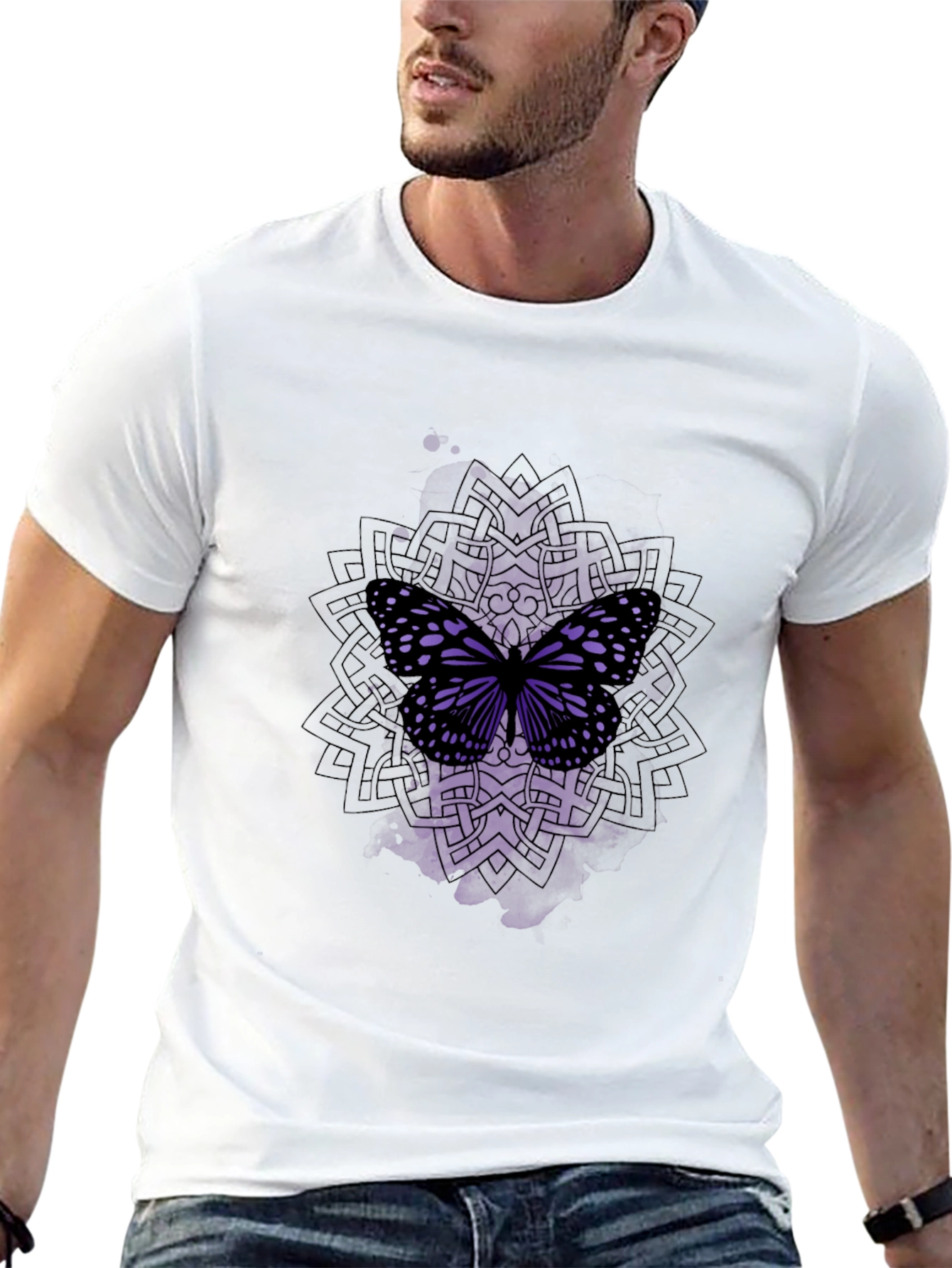 Butterfly Mandala Black T-Shirt