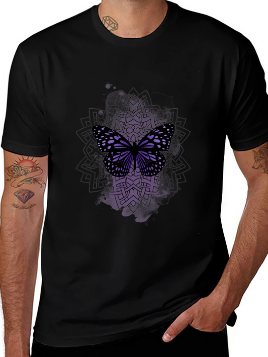 Butterfly Mandala Black T-Shirt