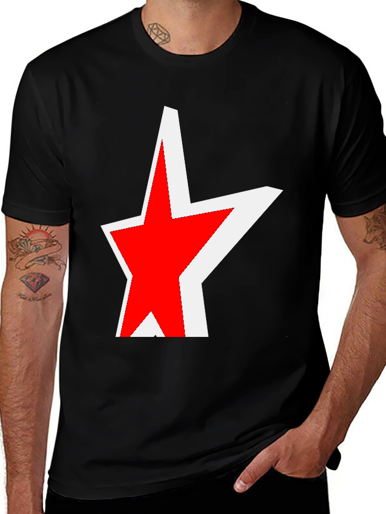 Red Star Graphic Black T-Shirt
