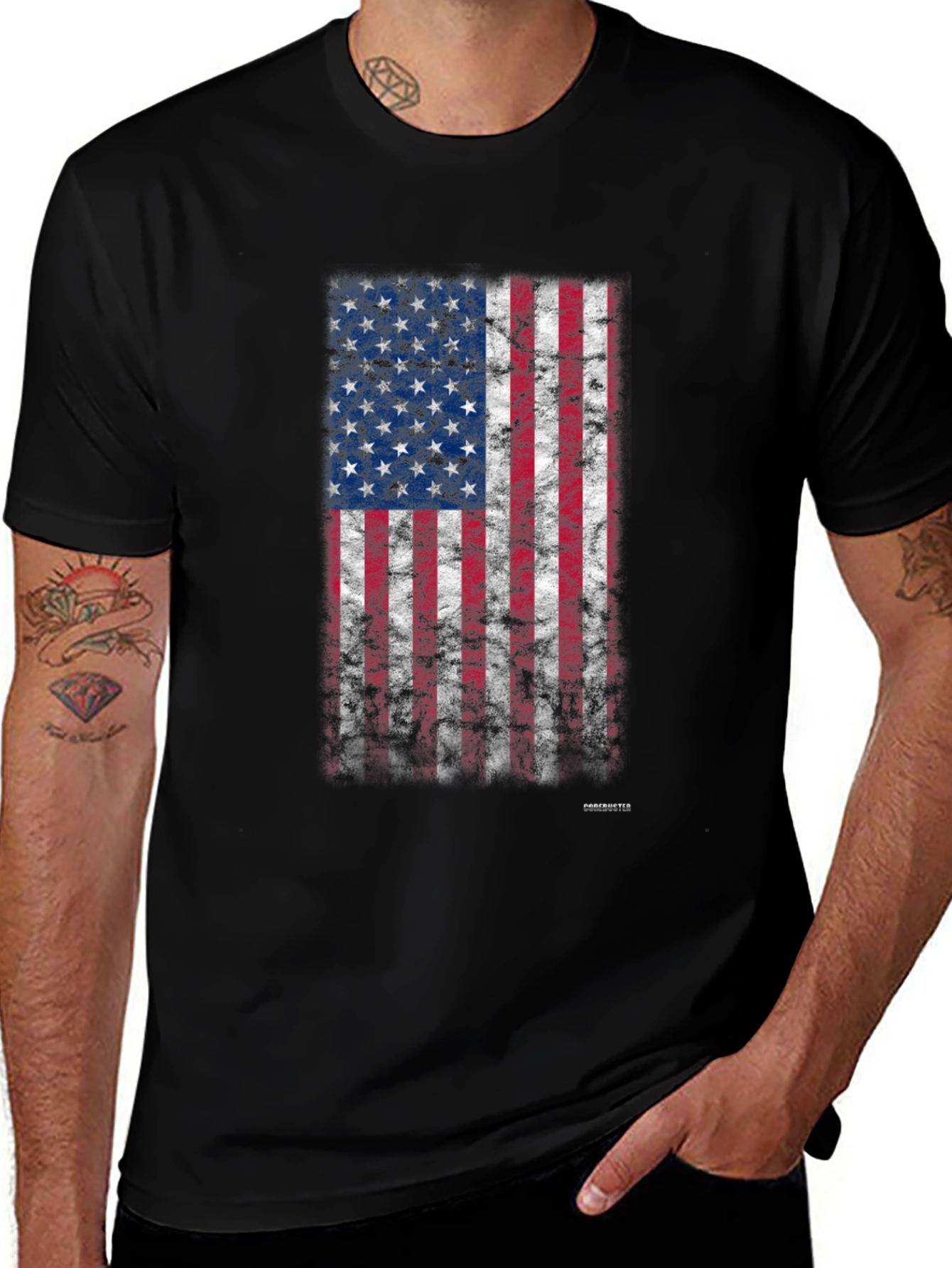 American Flag Grunge Graphic T-Shirt