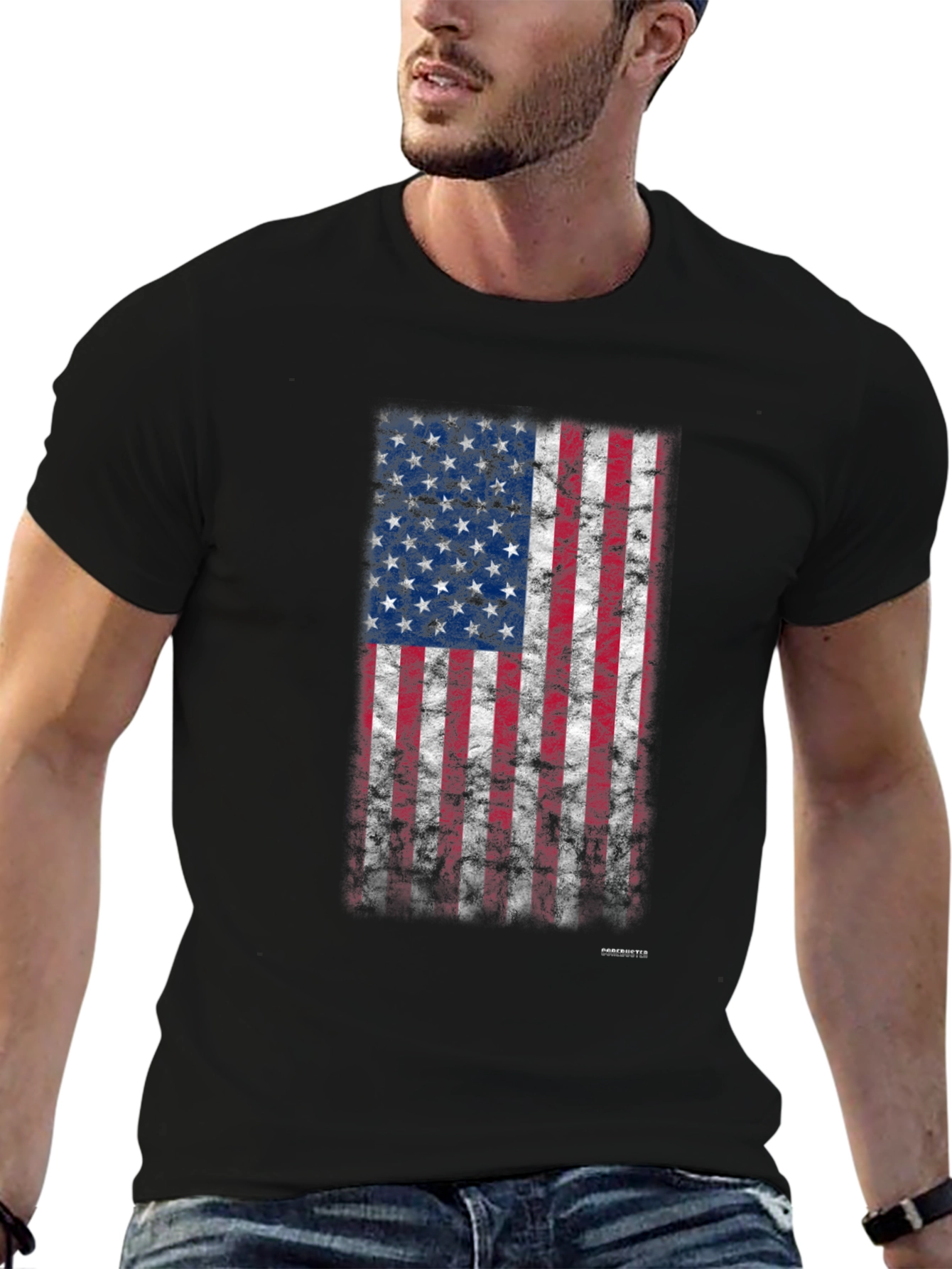 American Flag Grunge Graphic T-Shirt