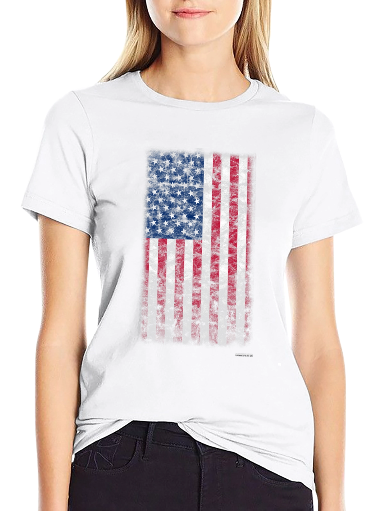 American Flag Grunge Graphic T-Shirt