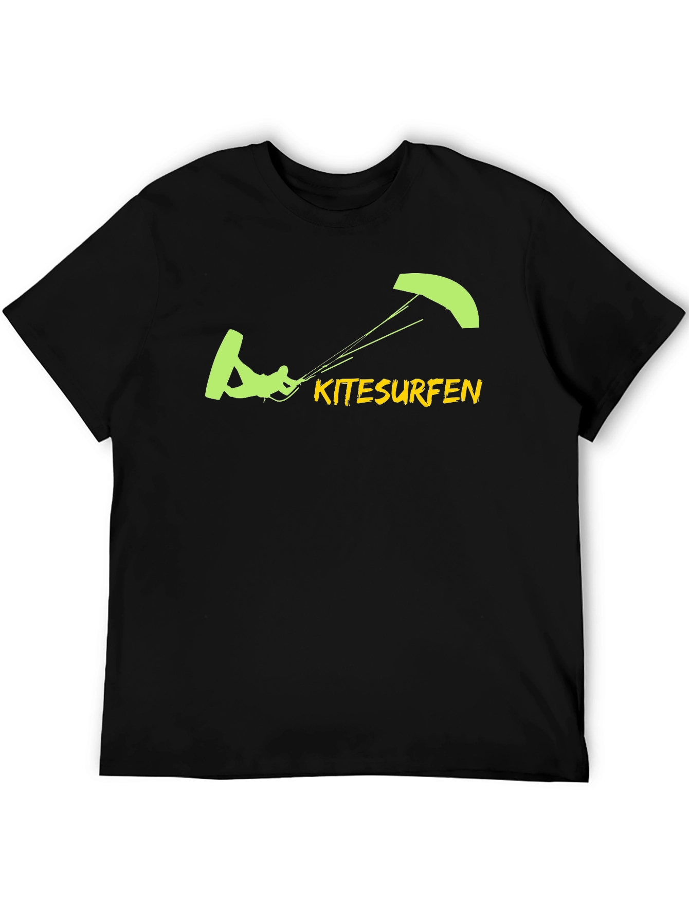 Kitesurfen Graphic Tee - Black Cotton T-Shirt