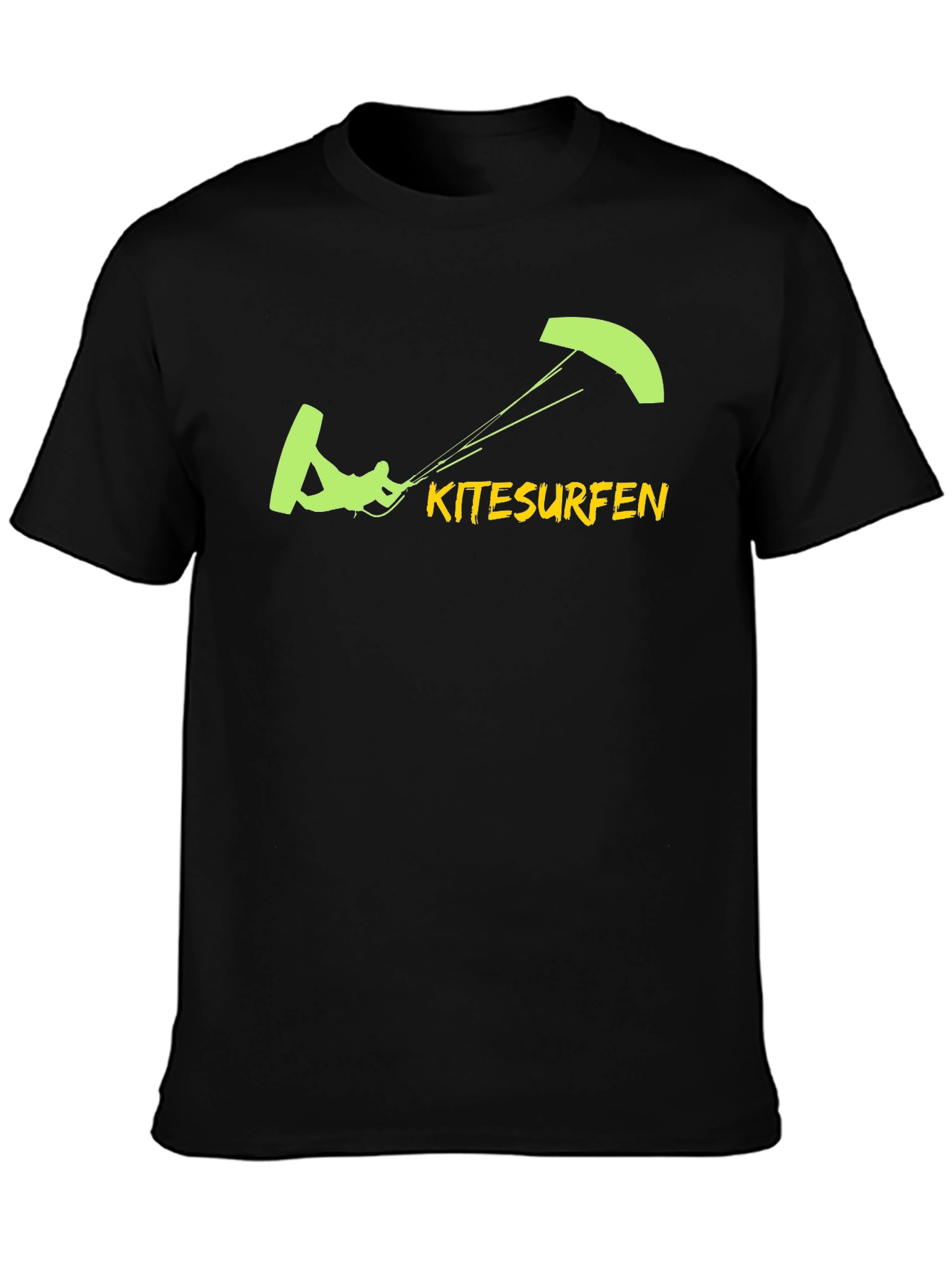 Kitesurfen Graphic Tee - Black Cotton T-Shirt