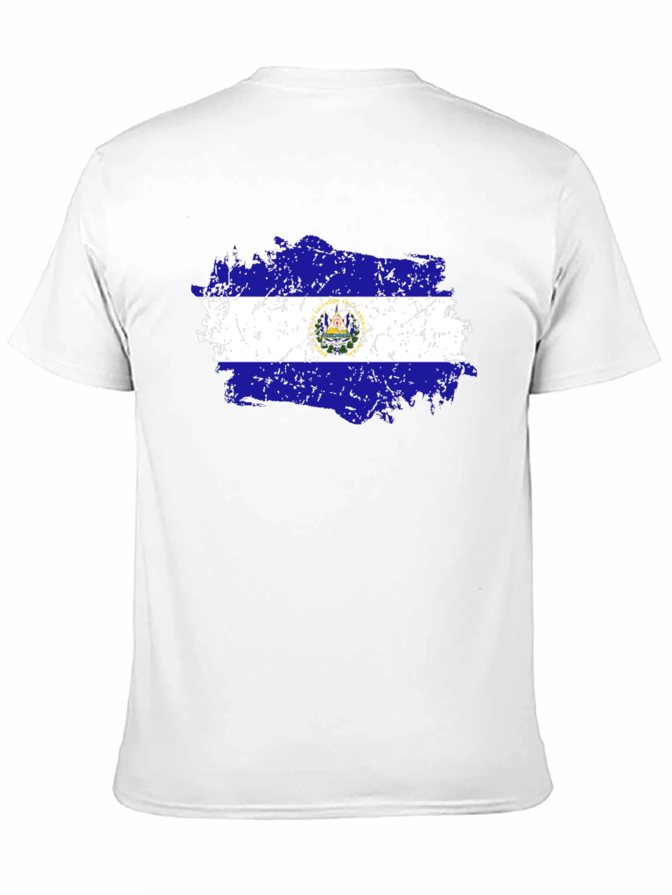 El Salvador Flag T-Shirt Black Cotton Tee