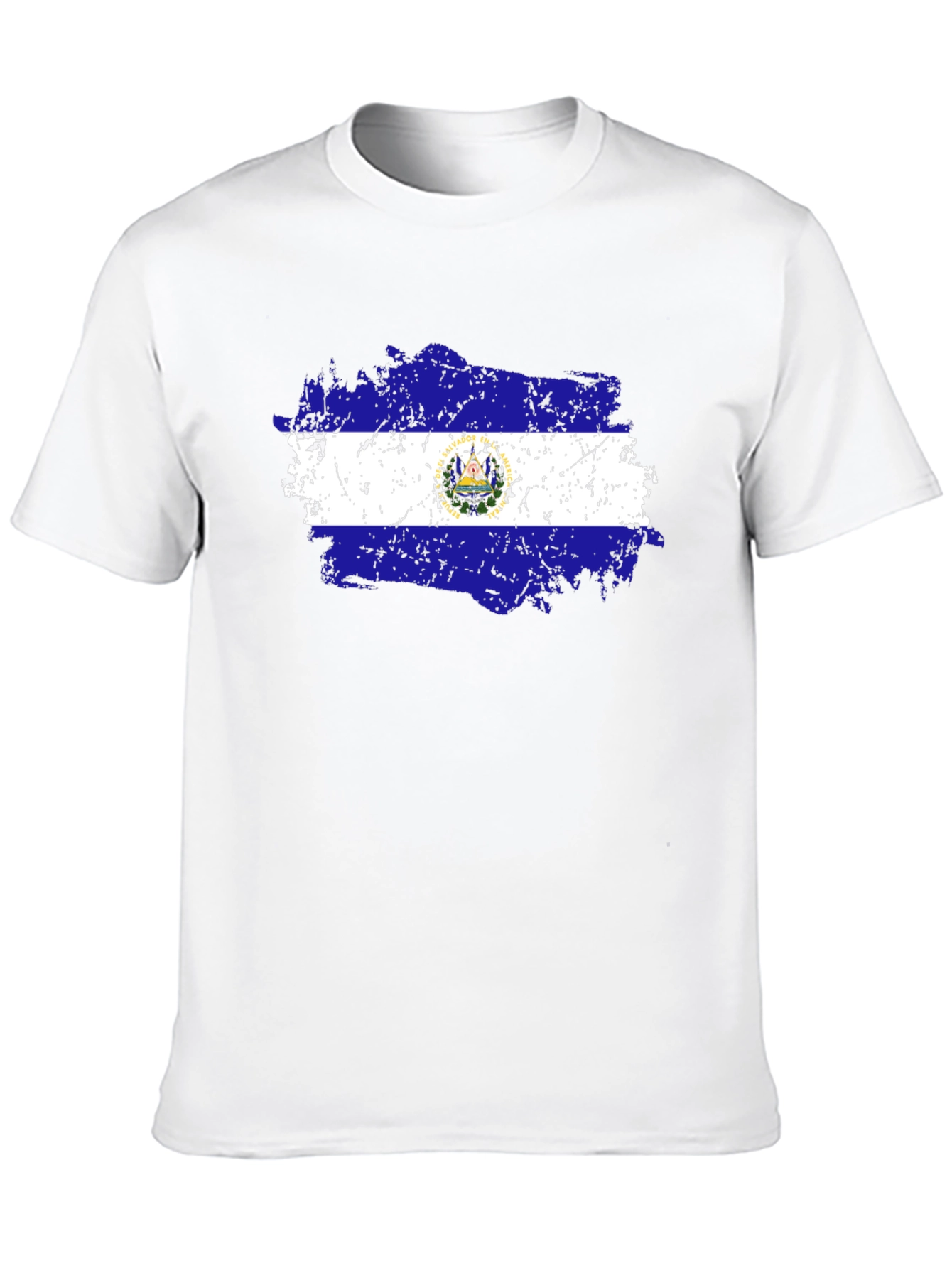 El Salvador Flag T-Shirt Black Cotton Tee