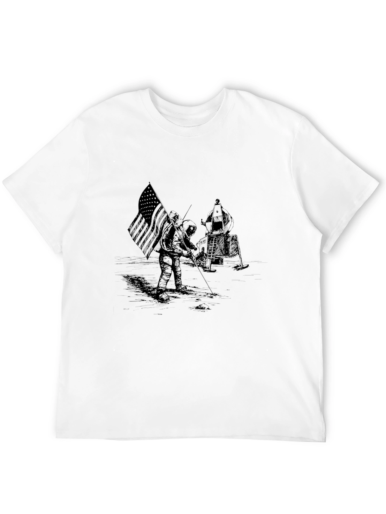 Moon Landing Graphic Black T-Shirt