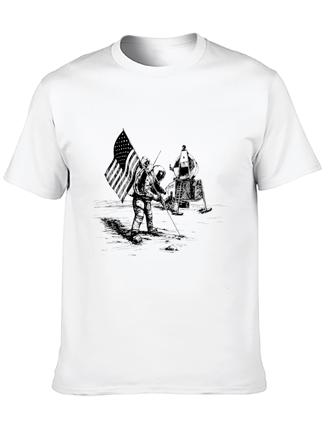 Moon Landing Graphic Black T-Shirt