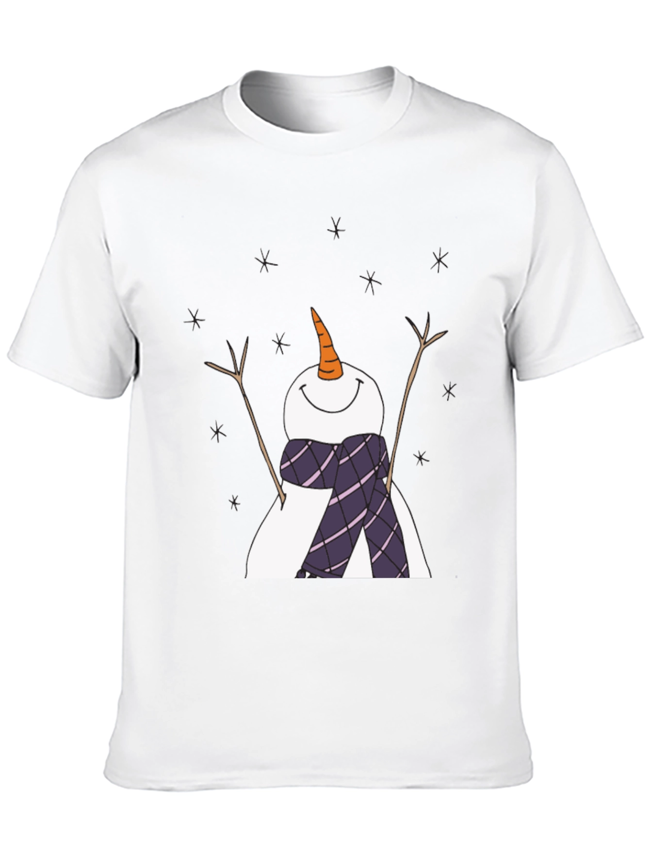 Snowman Graphic Tee - Black Cotton Holiday Shirt