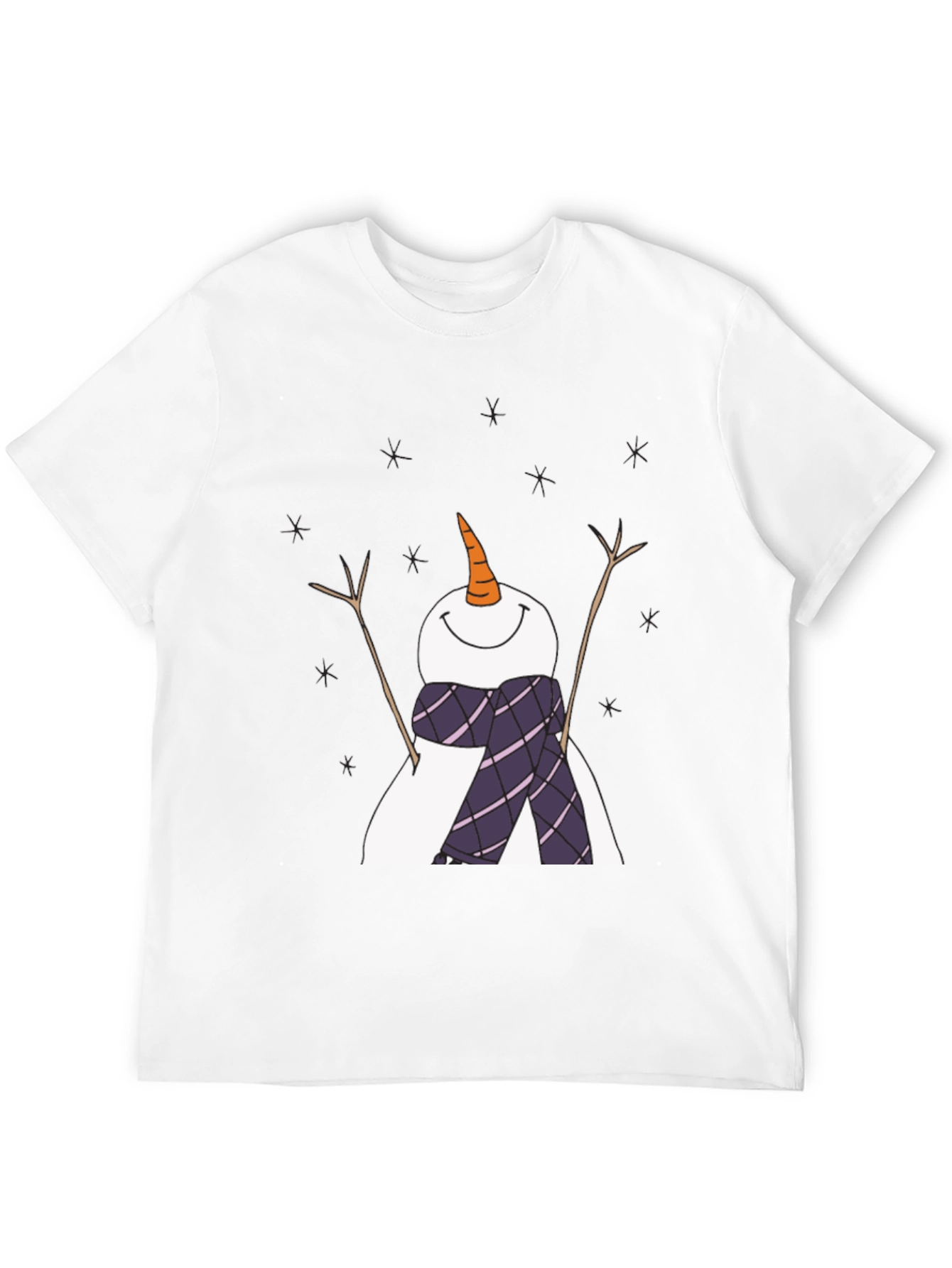 Snowman Graphic Tee - Black Cotton Holiday Shirt