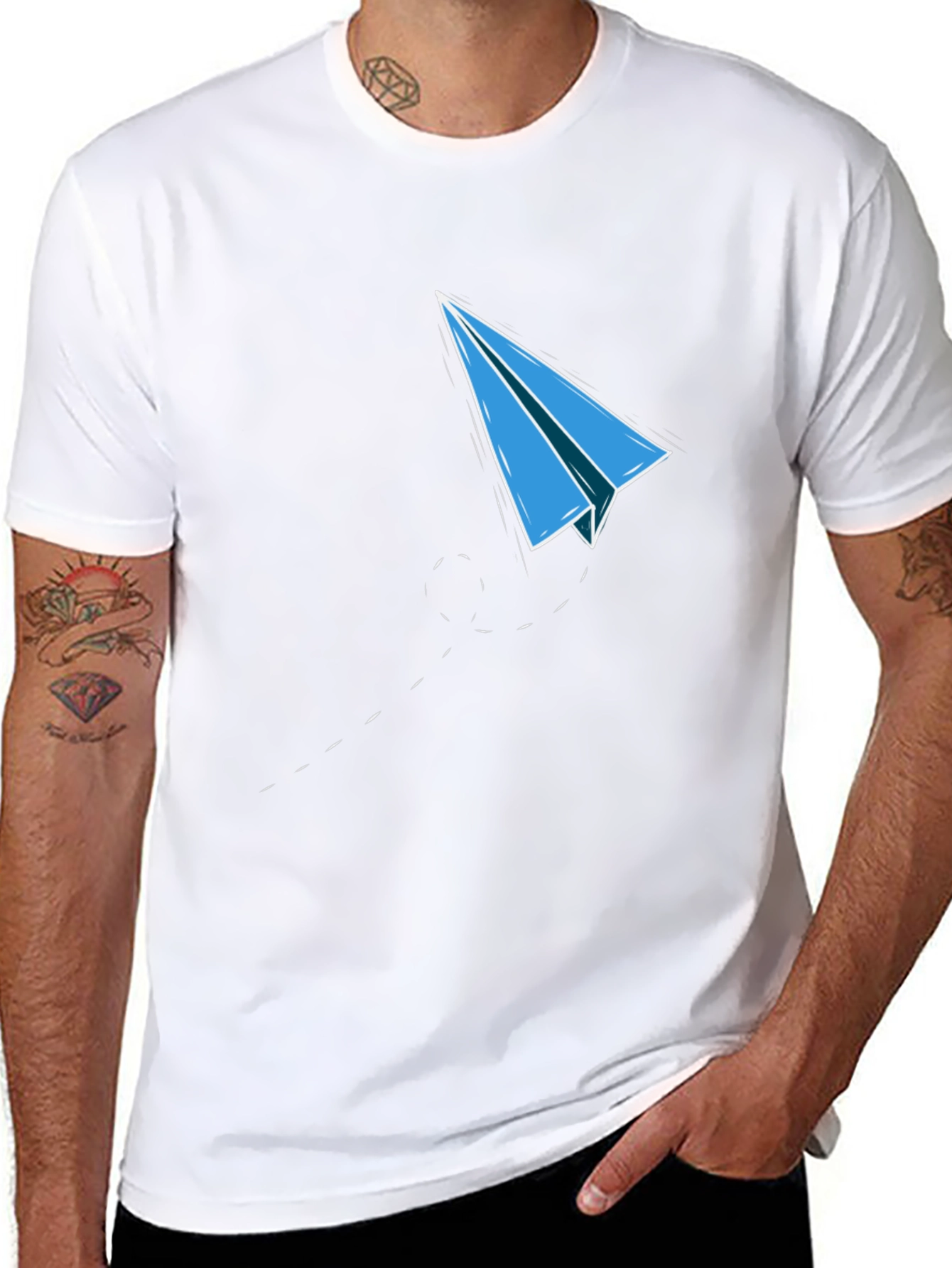 Paper Plane Graphic Tee - Mens Black T-Shirt