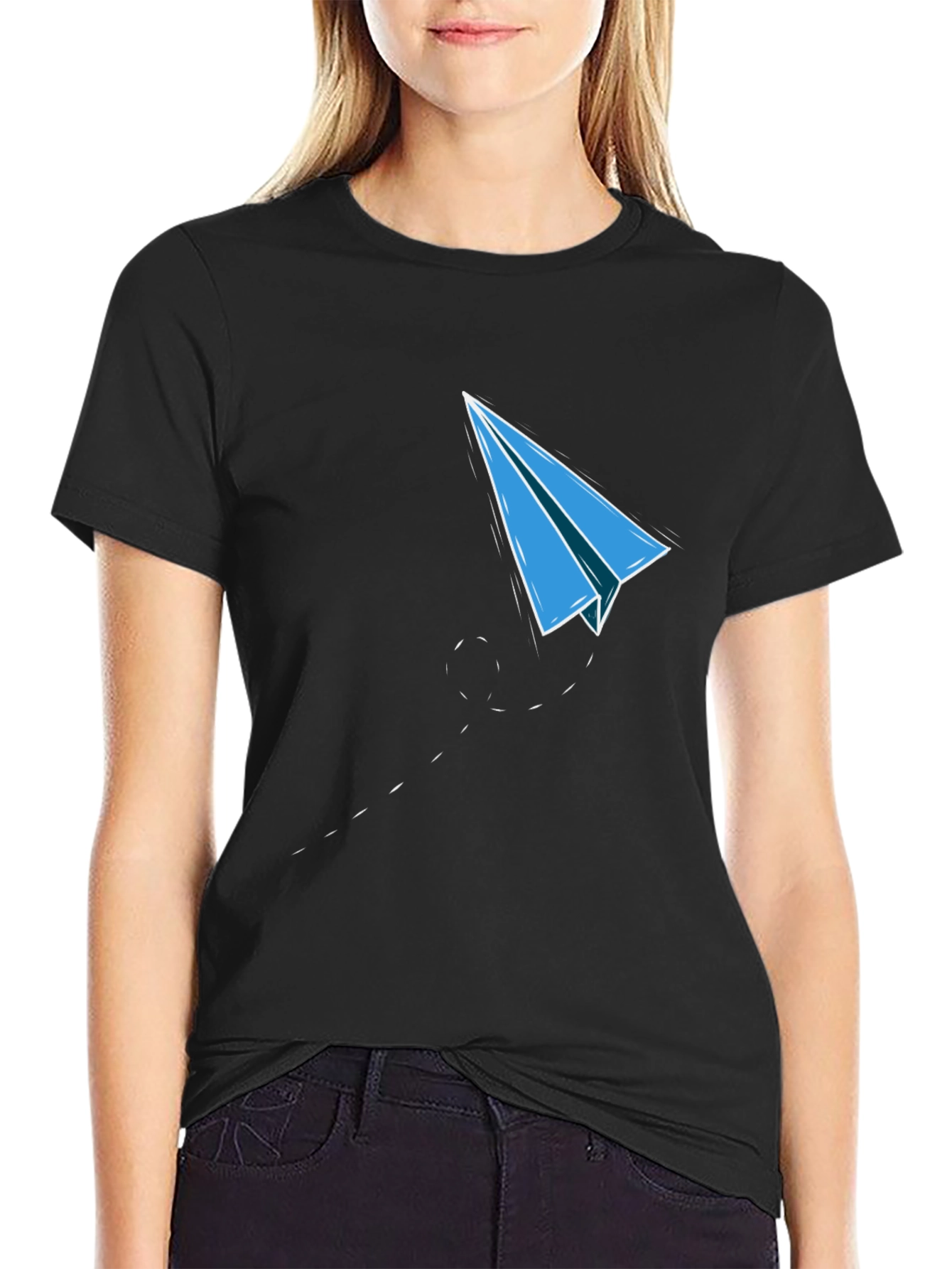 Paper Plane Graphic Tee - Mens Black T-Shirt