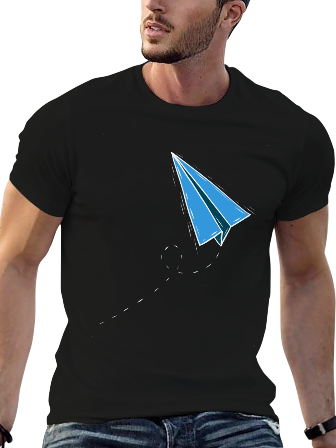 Paper Plane Graphic Tee - Mens Black T-Shirt