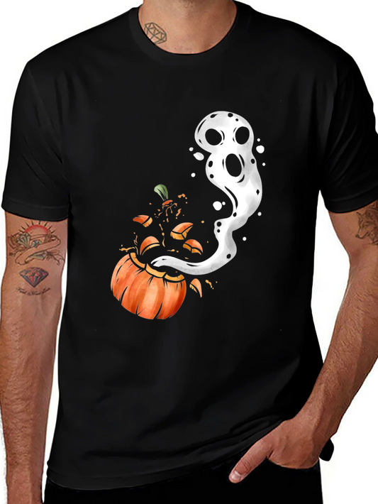 Halloween Pumpkin Ghost Black T-Shirt