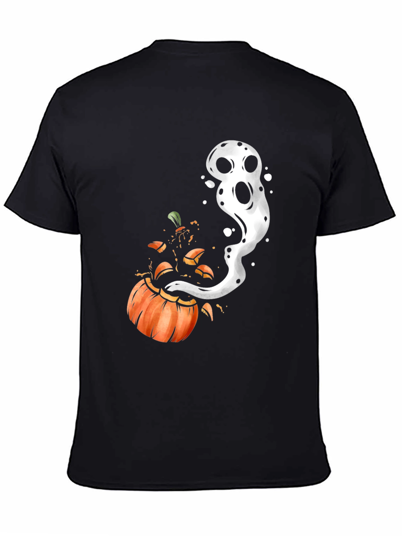 Halloween Pumpkin Ghost Black T-Shirt