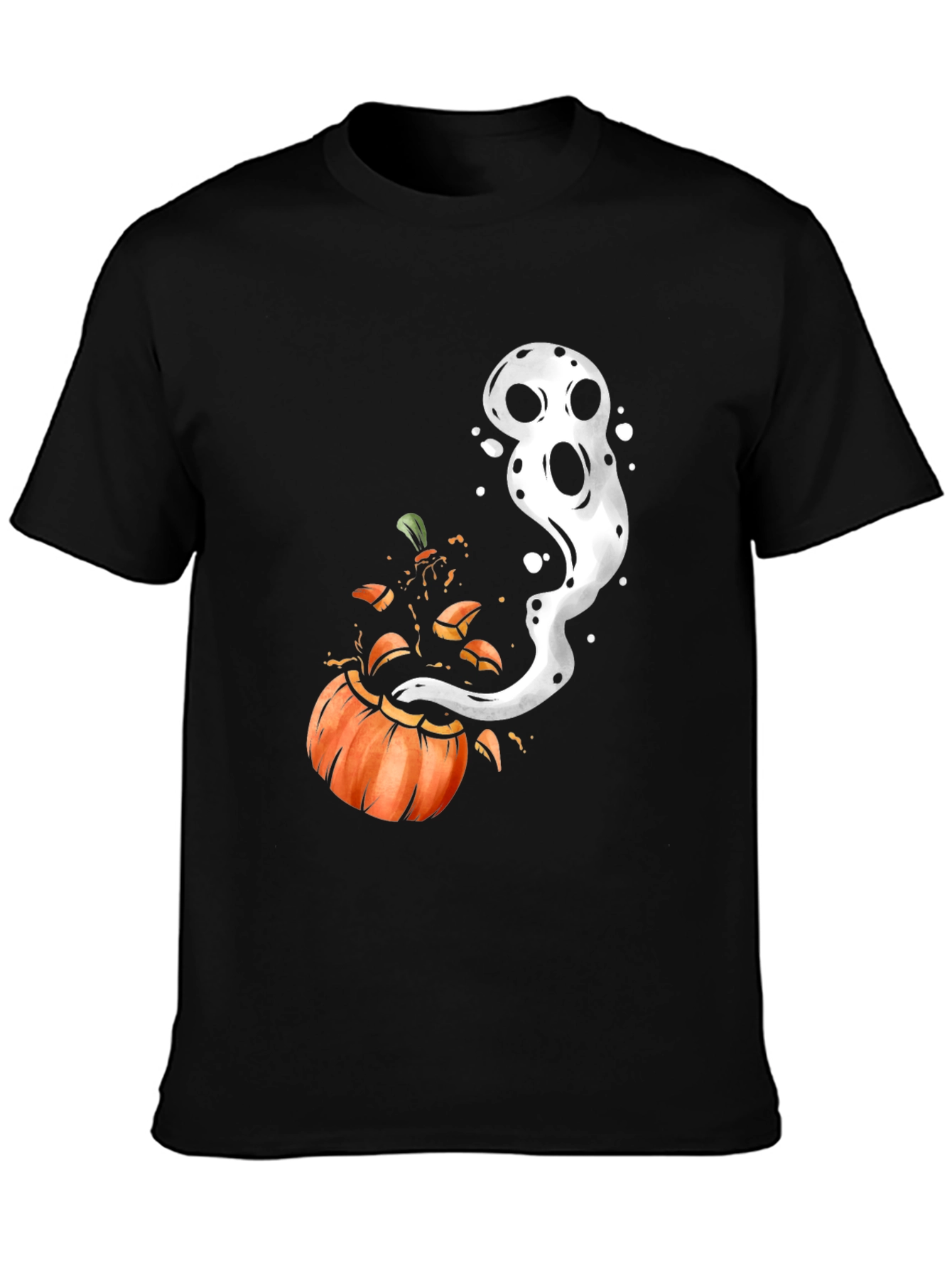 Halloween Pumpkin Ghost Black T-Shirt