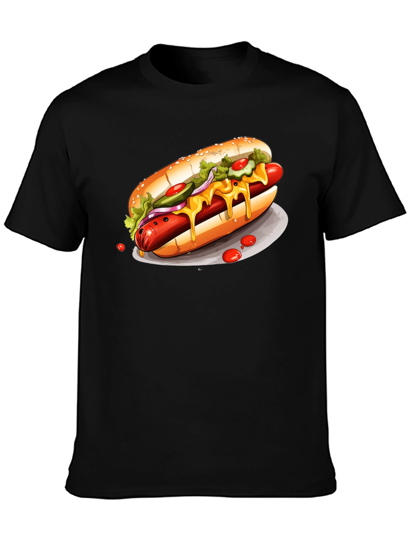 Hot Dog Graphic Tee - Black T-Shirt