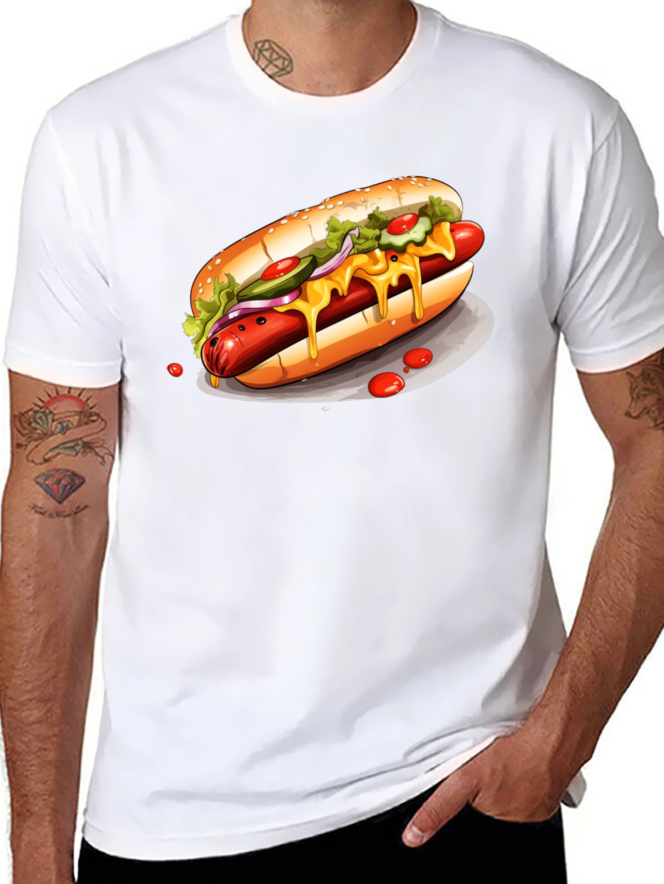 Hot Dog Graphic Tee - Black T-Shirt