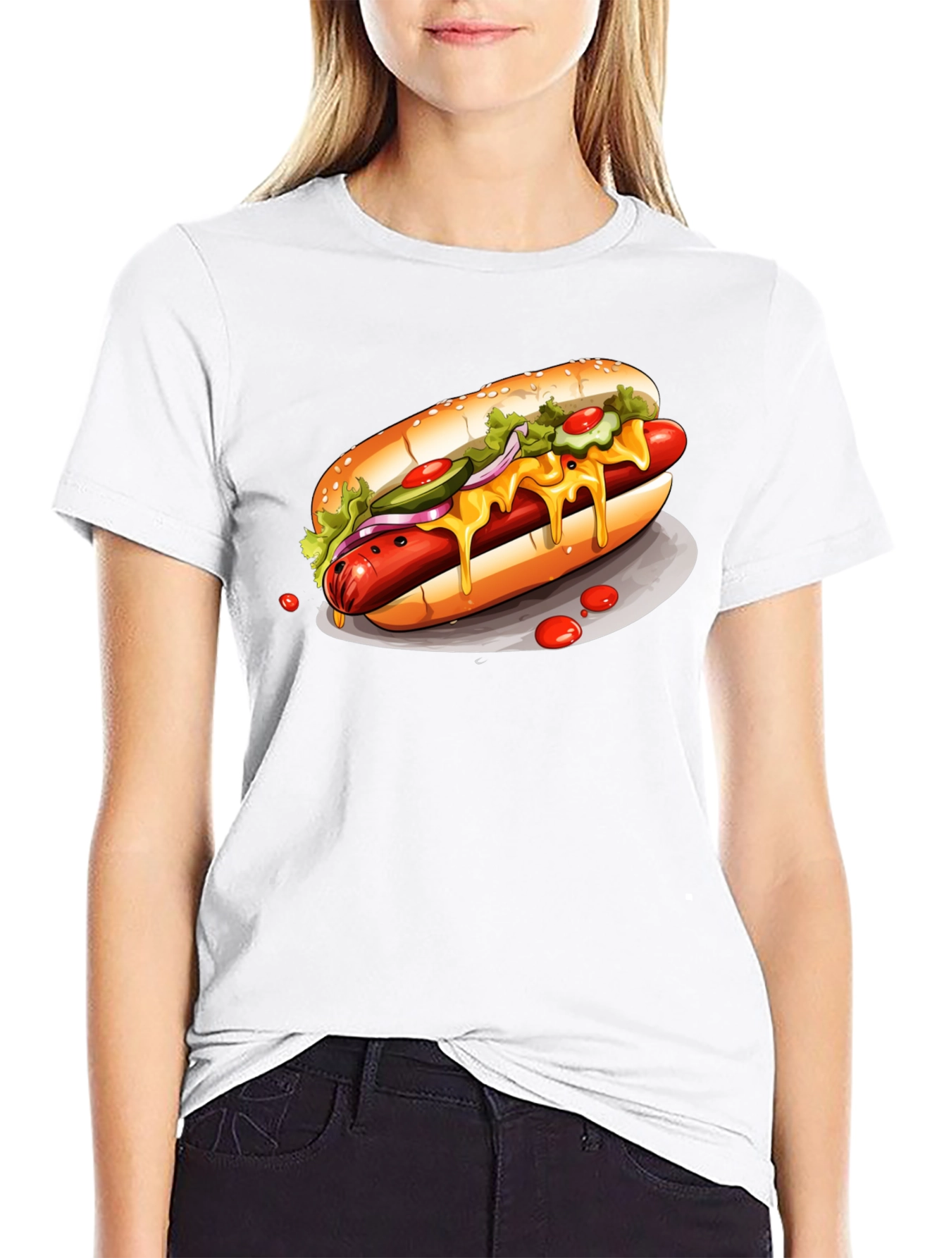 Hot Dog Graphic Tee - Black T-Shirt