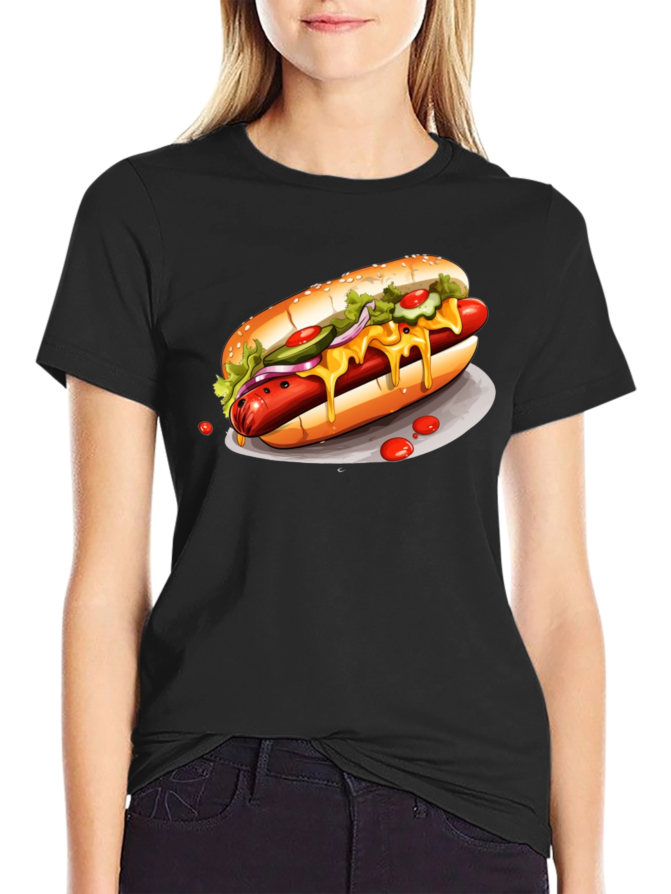 Hot Dog Graphic Tee - Black T-Shirt