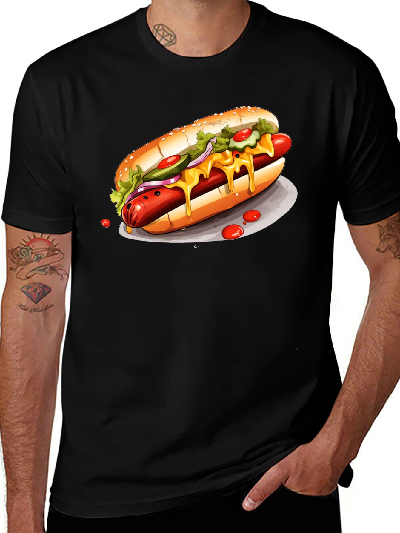Hot Dog Graphic Tee - Black T-Shirt