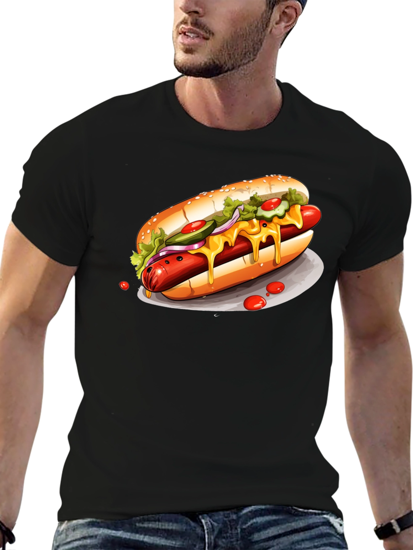 Hot Dog Graphic Tee - Black T-Shirt