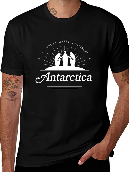 Antarctica Penguin Graphic Print Black T-Shirt