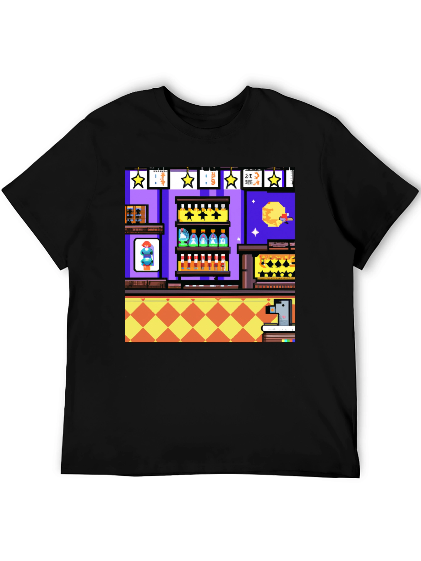 Retro Pixel Art Bartender T-Shirt - Novelty Graphic Tee