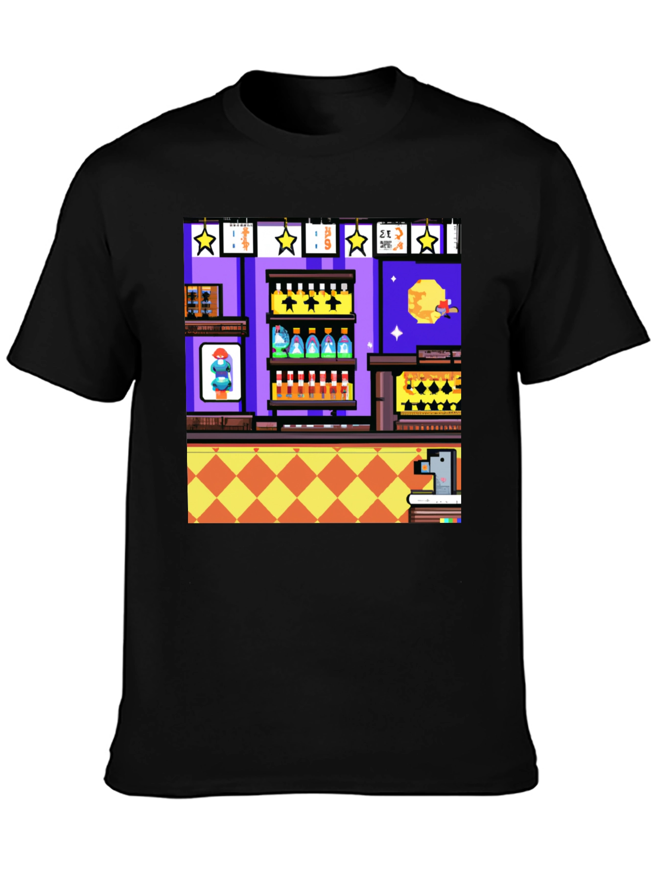 Retro Pixel Art Bartender T-Shirt - Novelty Graphic Tee
