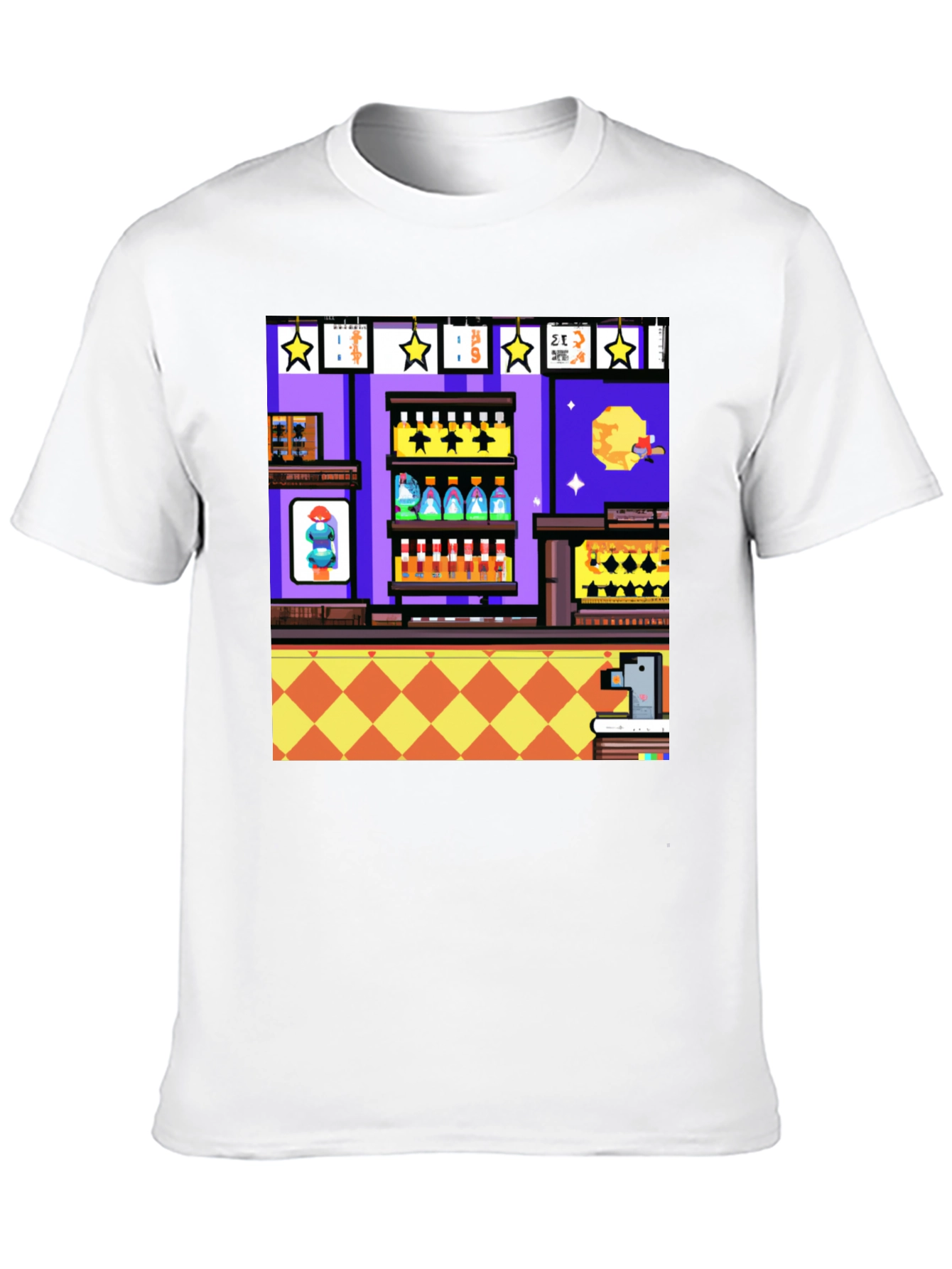 Retro Pixel Art Bartender T-Shirt - Novelty Graphic Tee