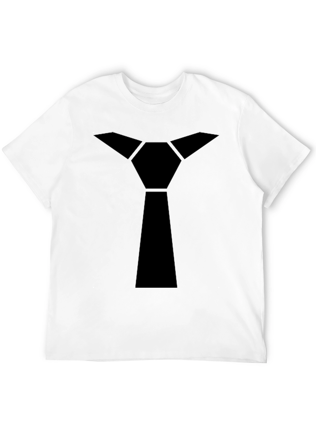 Geometric Tie Graphic Tee - Sleek Black T-Shirt