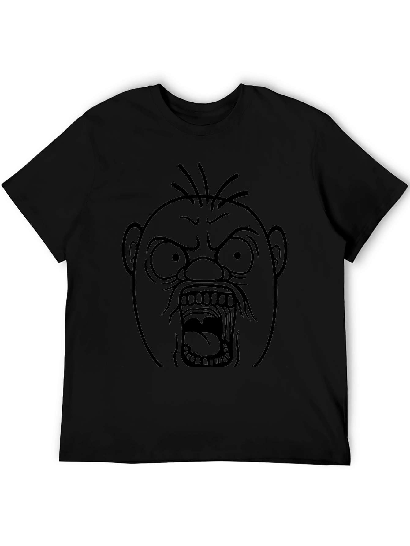 Angry Face Graphic T-Shirt - Black Cotton Tee