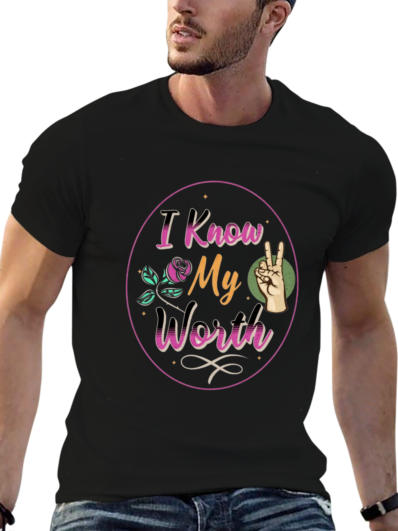 I Know My Worth Black Graphic Tee