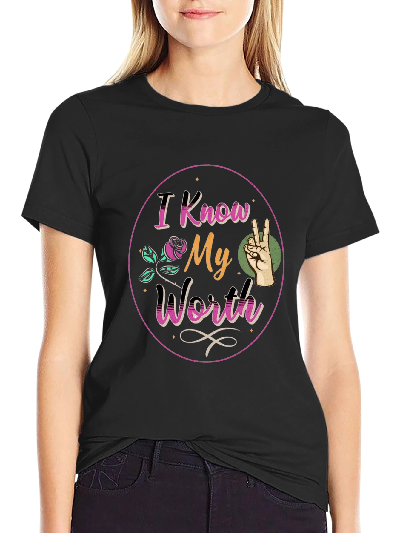 I Know My Worth Black Graphic Tee