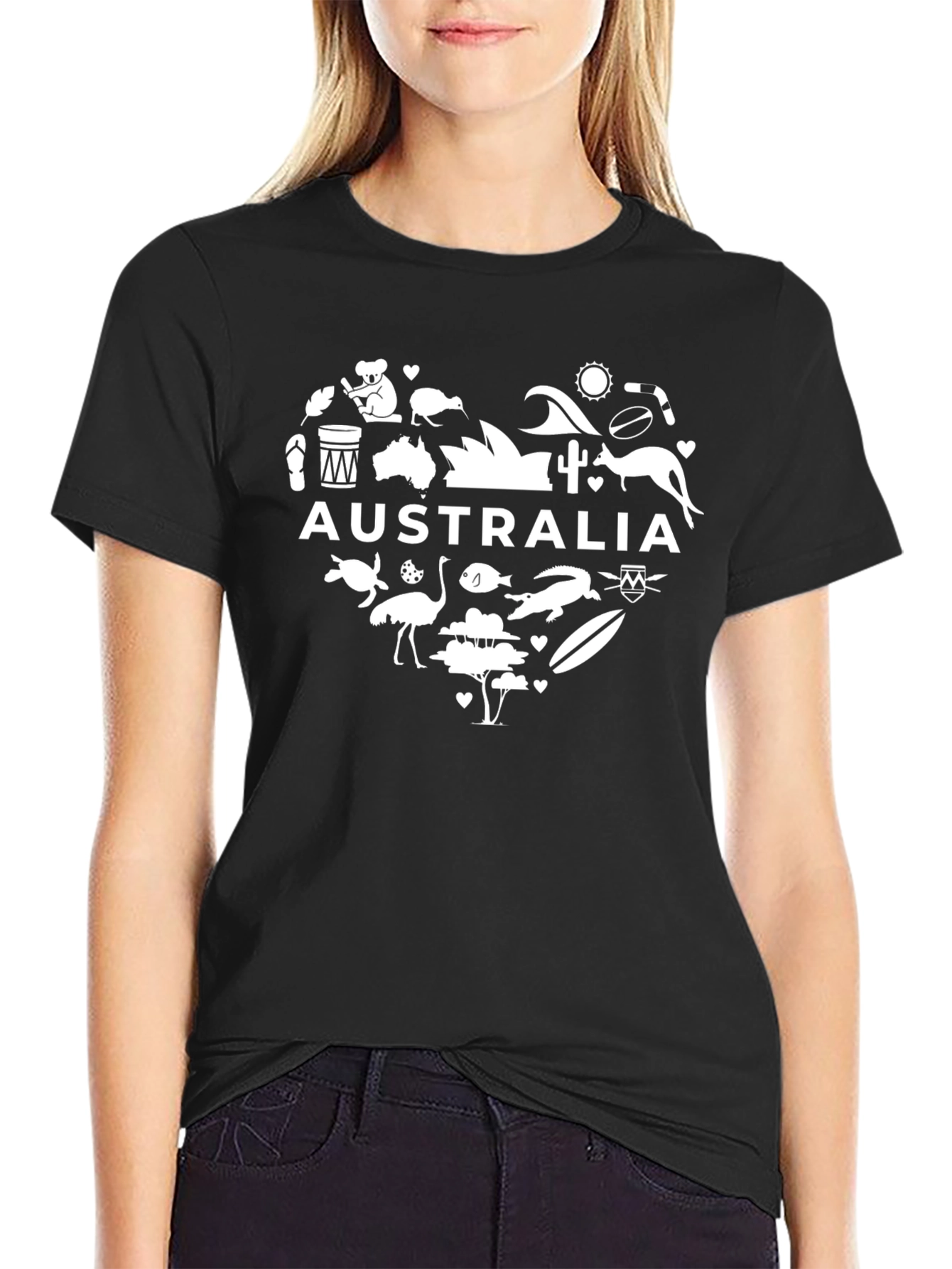 Australia Heart Graphic Black T-Shirt
