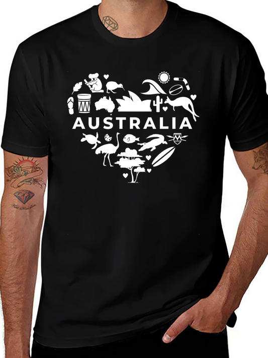 Australia Heart Graphic Black T-Shirt