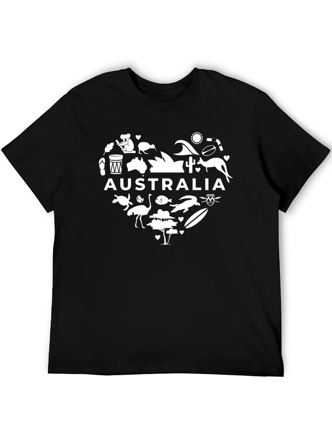 Australia Heart Graphic Black T-Shirt