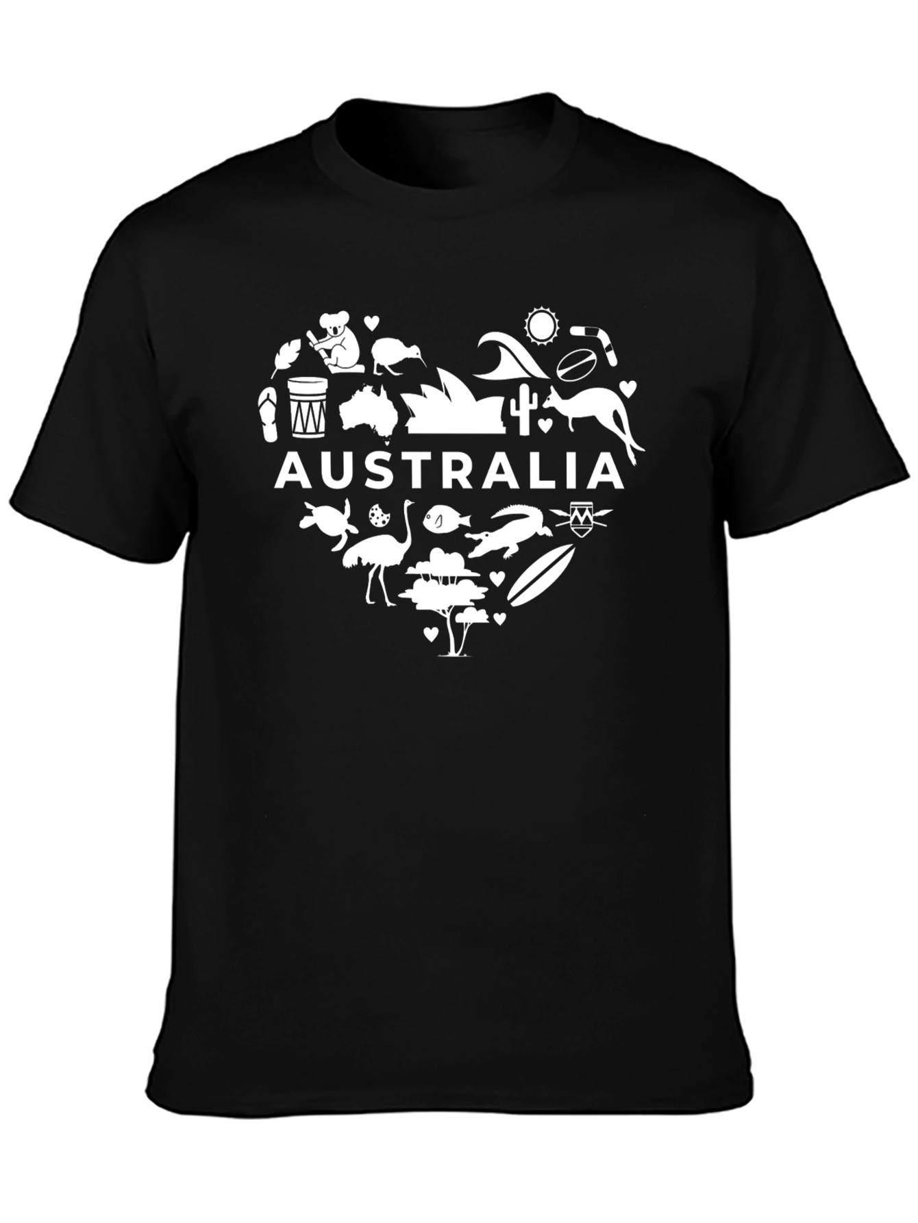 Australia Heart Graphic Black T-Shirt