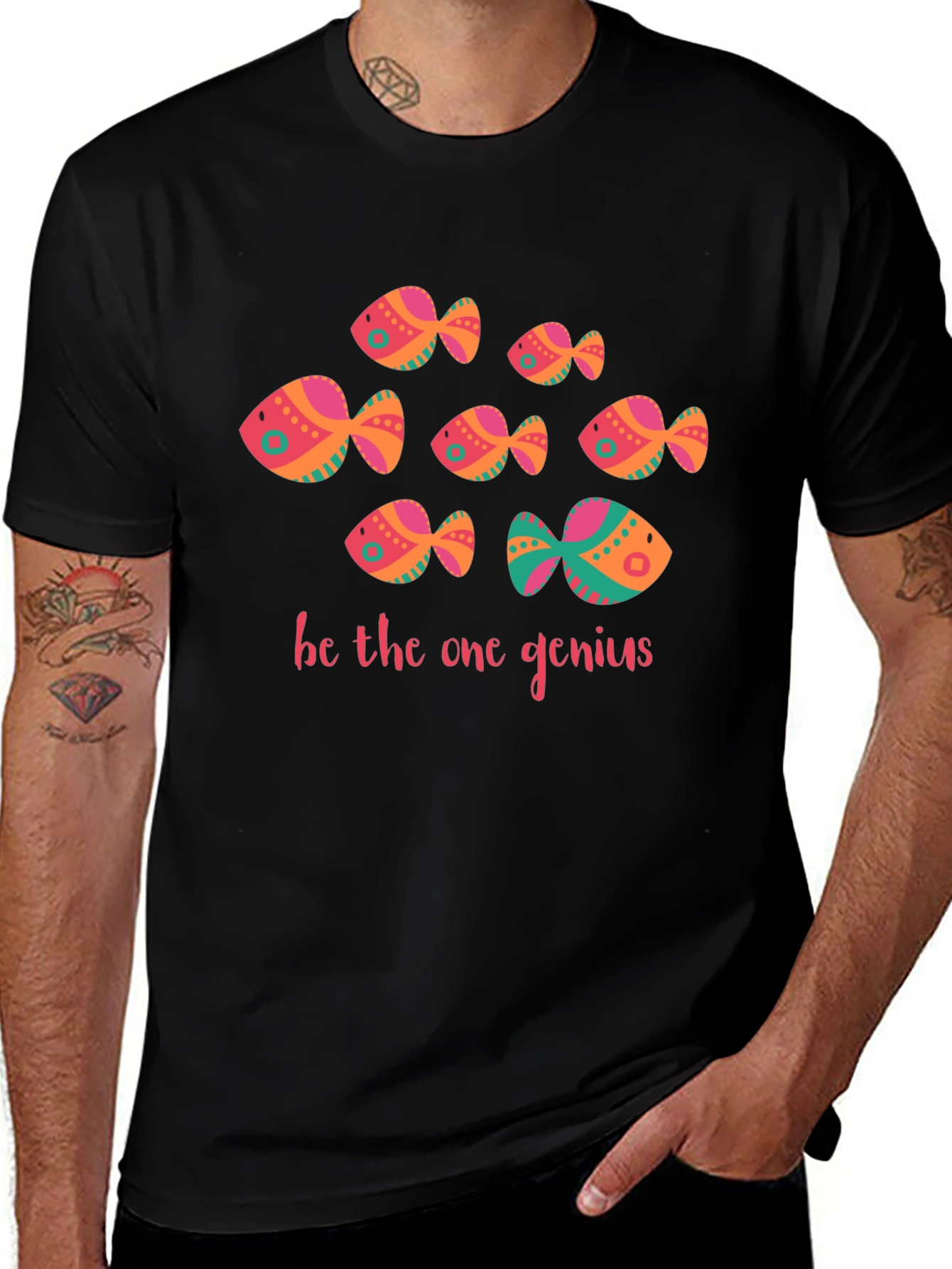 Be The One Genius Fish Graphic Tee - Black