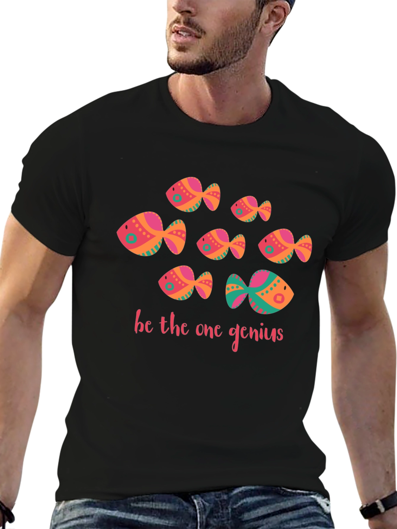 Be The One Genius Fish Graphic Tee - Black