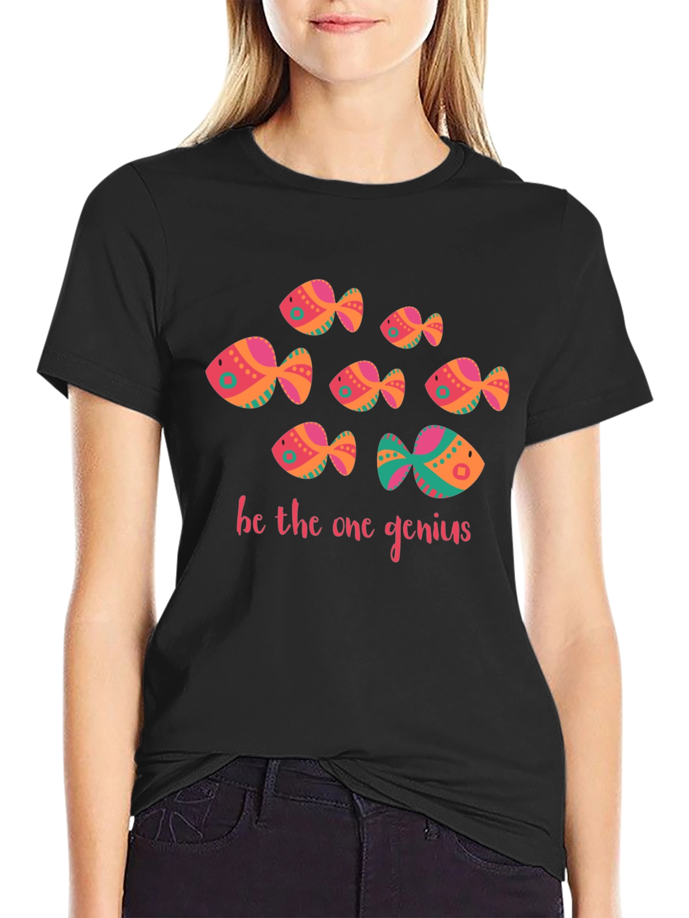 Be The One Genius Fish Graphic Tee - Black