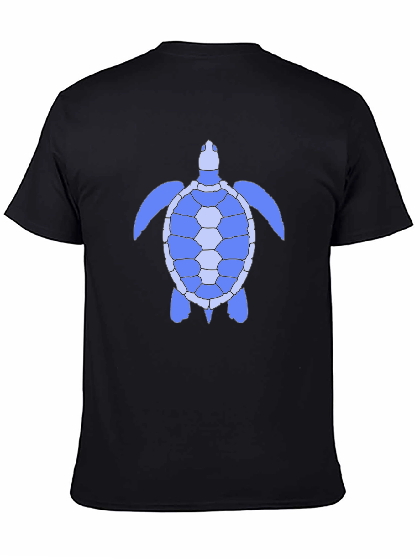 Blue Sea Turtle Graphic Tee - Black Cotton Shirt