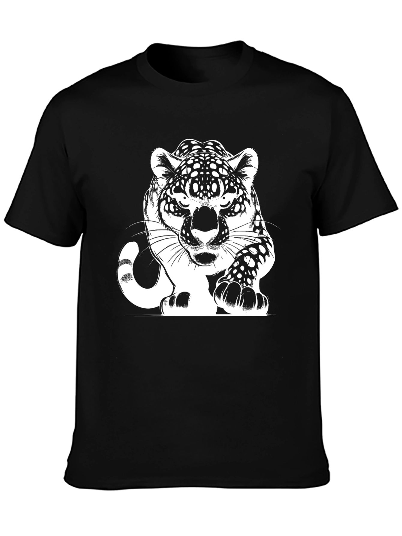 Bold Black Tee with Striking Jaguar Graphic