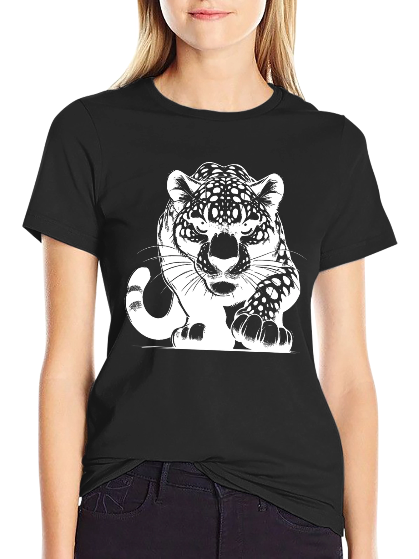 Bold Black Tee with Striking Jaguar Graphic