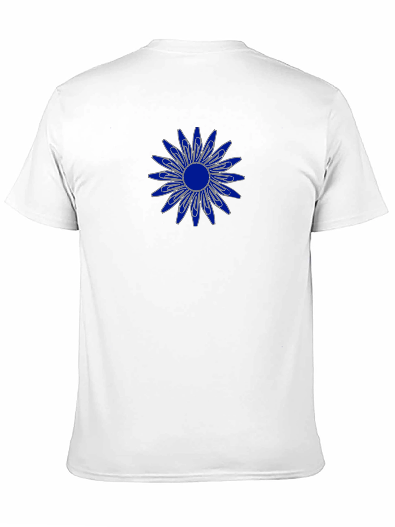 Mens Black T-Shirt with Blue Flower Design