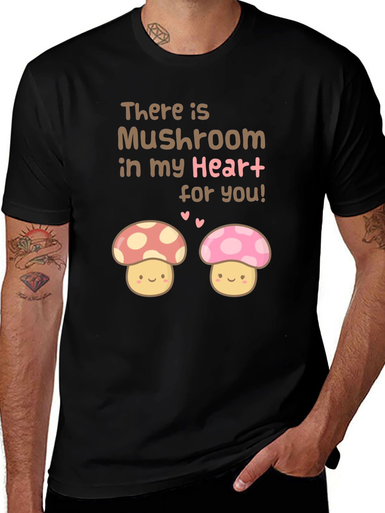 Mushroom Heart Graphic T-Shirt - Cute Kawaii Style