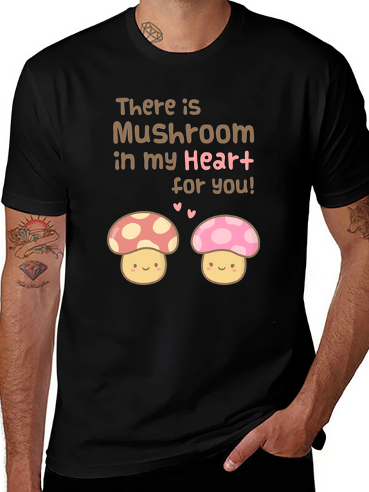 Mushroom Heart Graphic T-Shirt - Cute Kawaii Style