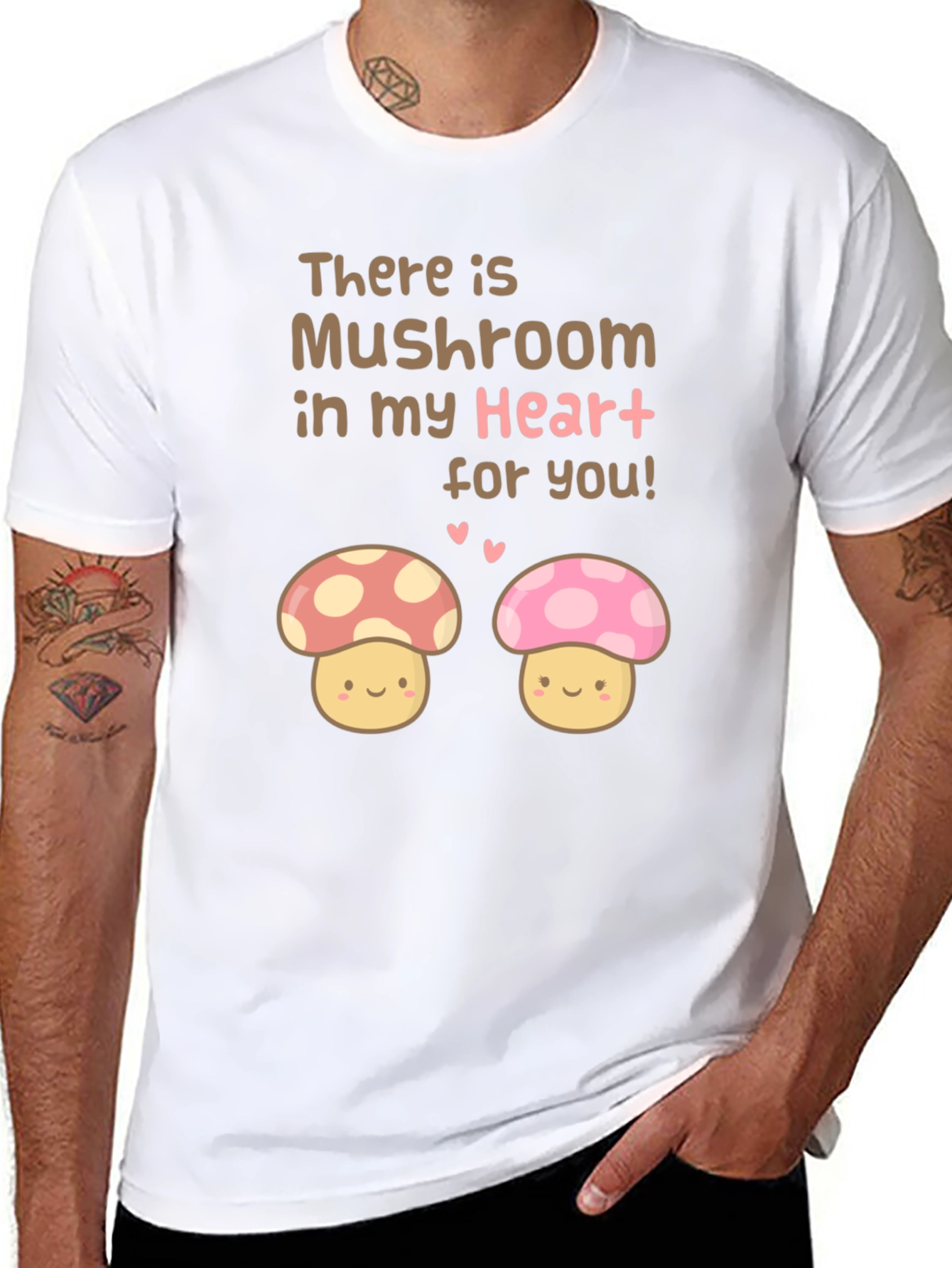 Mushroom Heart Graphic T-Shirt - Cute Kawaii Style