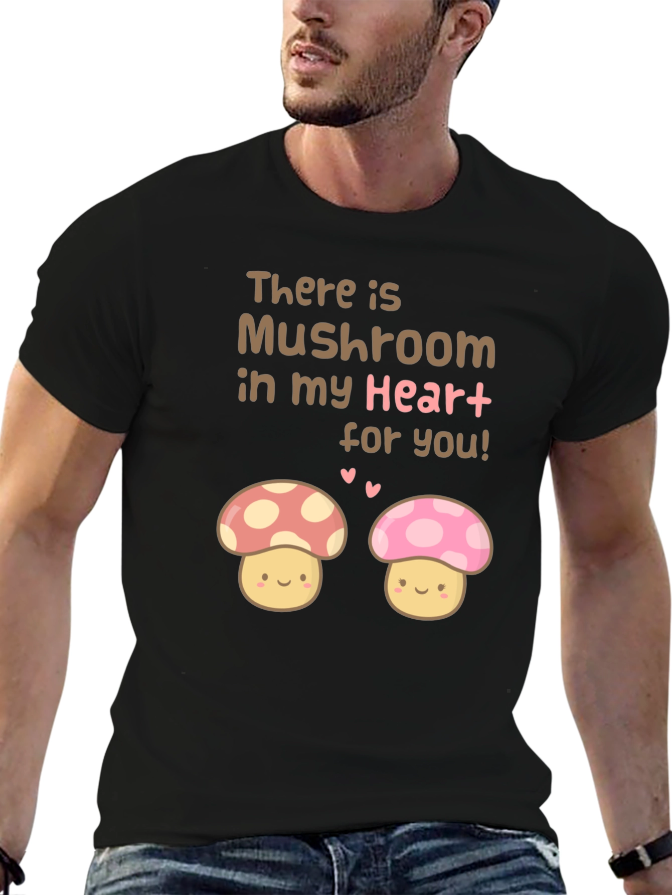 Mushroom Heart Graphic T-Shirt - Cute Kawaii Style